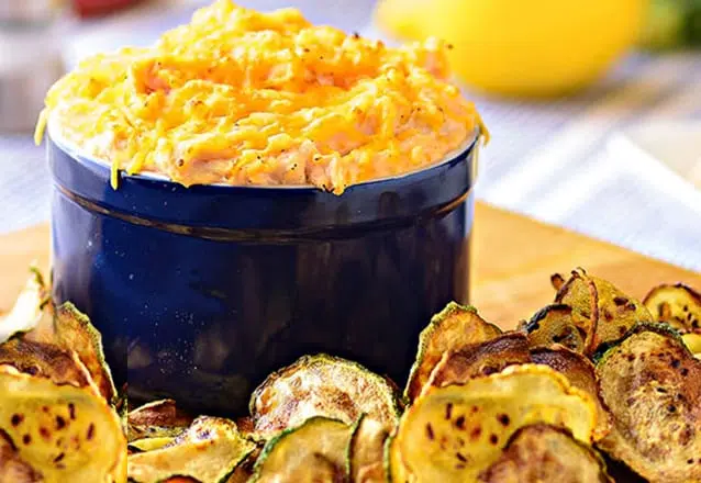 Veggie Chips and Buffalo Chicken Dip